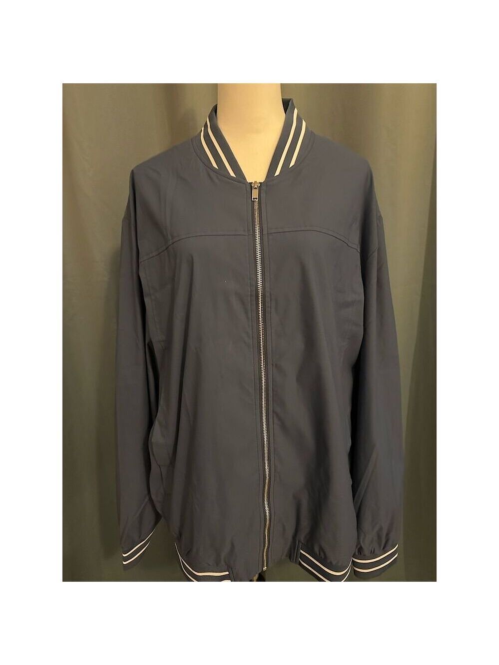Outdoor Men's 2XL Blue Bomber Jacket Full Zip Casual Fall Coat